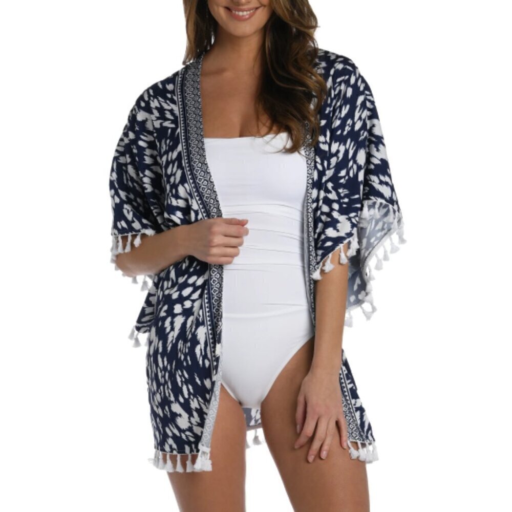 La Blanca 'Changing Tides' Kimono Swimsuit Cover-Up, Indigo/White